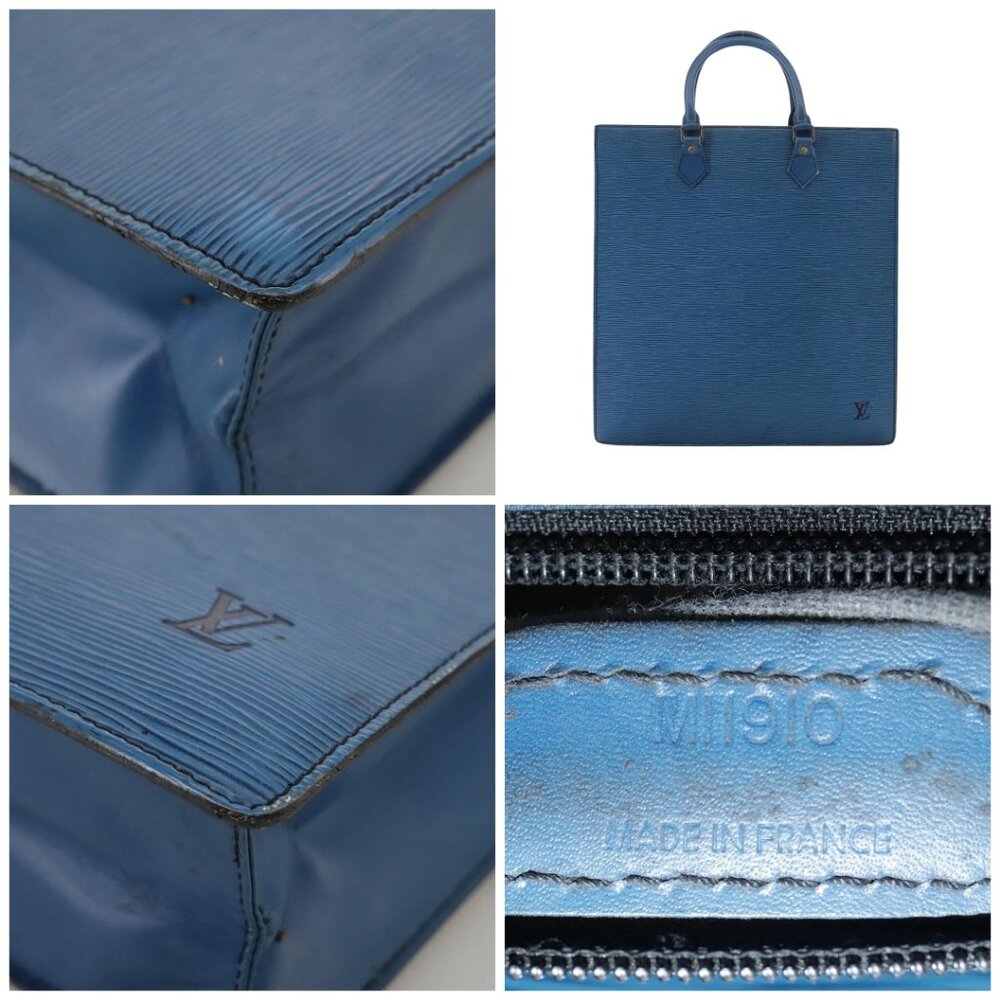 LOUIS VUITTON Epi Sac Plat Hand Bag Blue LV - Picture 10 of 14